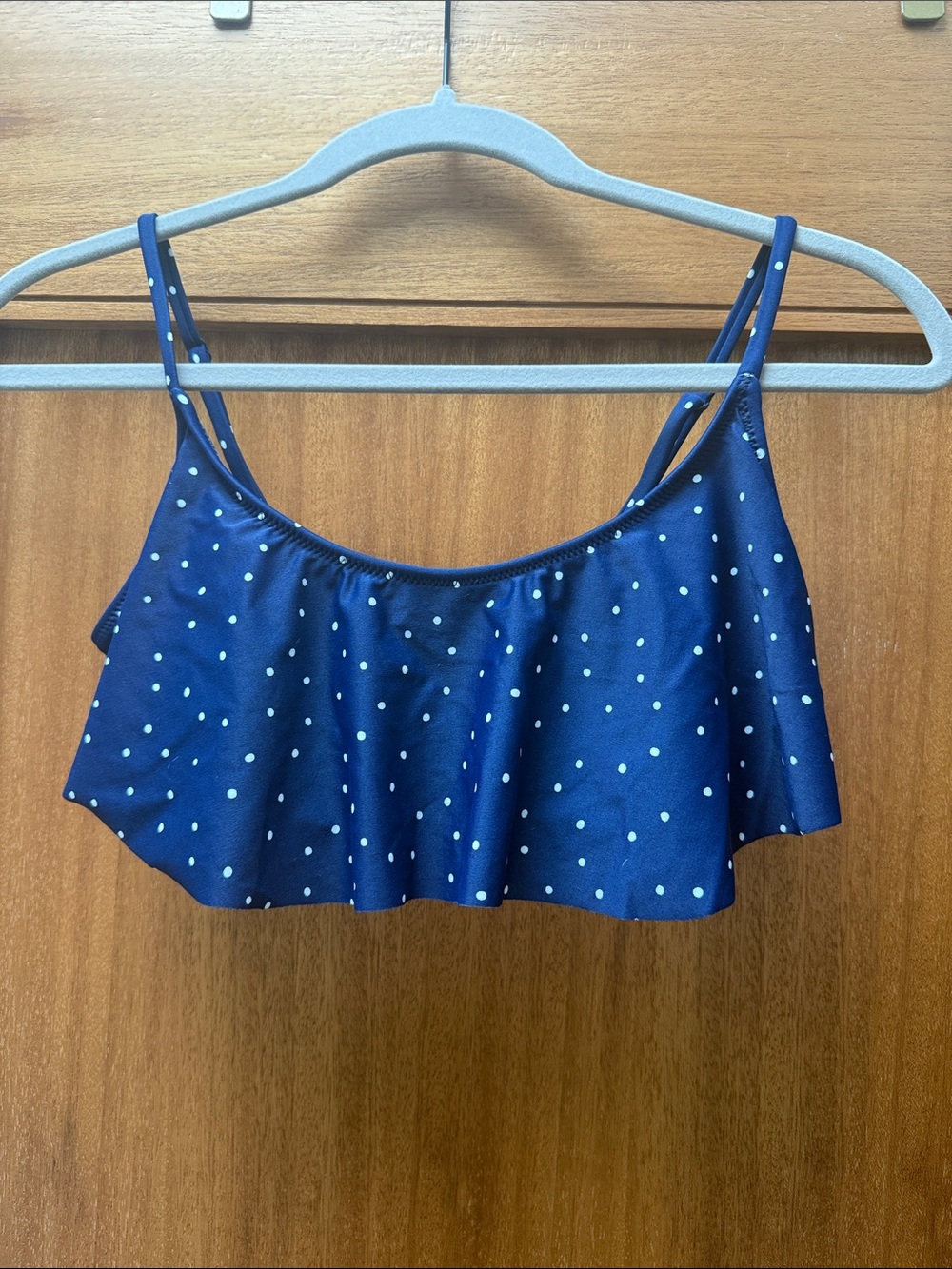 Women’s Navy Blue Polka Dot Ruffle Bralette